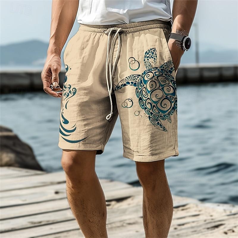 Sea Turtle Marine Life Men's Resort 3D Printed Board Shorts Swim Trunks Elastic Waist Drawstring with Mesh Lining Aloha Hawaiian Style Holiday Beach S TO 3XL4