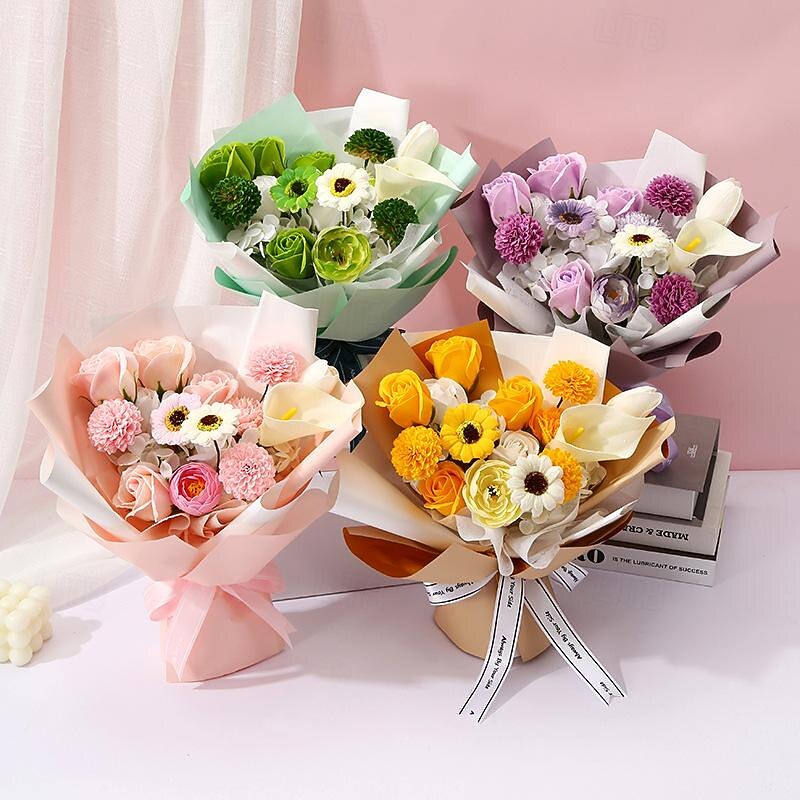 Women's Day Gifts Women's Day Mother's Day Gifts for Girls Small Fresh Eternal Soap Bouquet Mix And Match Style Creative Wedding Gift With Soap Flowers In Hand Mother's Day Gifts for MoM2