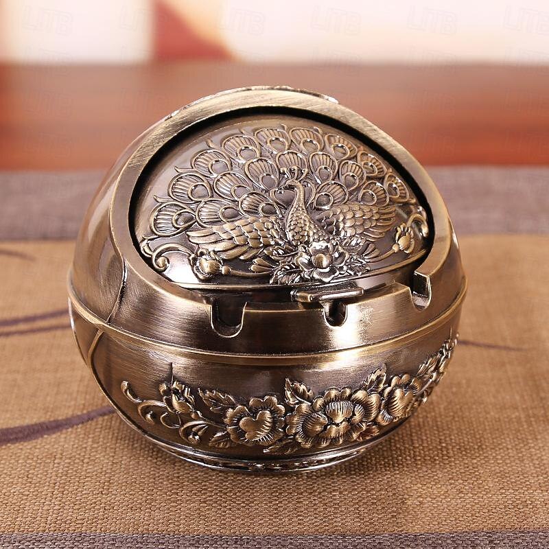 Ball-shaped Peacock Ashtray - Mini Metal Crafts Ashtray Gift - Suitable For Outdoor Indoor Decor2