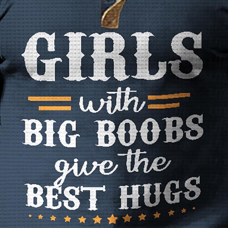 Men's Black Long Sleeve Graphic Tee with 'Girls with Big Boobs Give the Best Hugs' Print, Funny Relationship Humor Top3