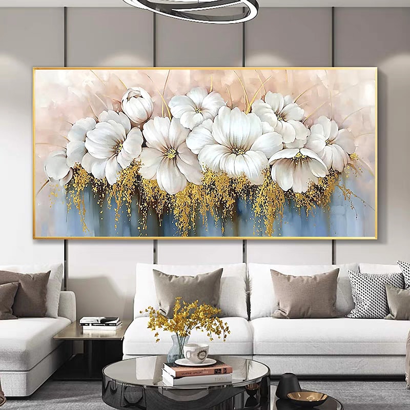 Mintura Handmade Abstract Flowers Oil Paintings On Canvas Wall Art Decoration Modern Picture For Home Decor Rolled Frameless Unstretched Painting2