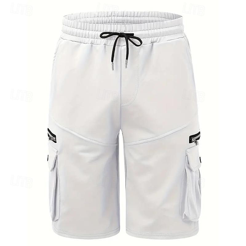 Men's Cargo Shorts Sweat Shorts Drawstring Elastic Waist Plain Breathable Soft Casual Weekend Fashion Streetwear Loose Fit Denim Blue Black Micro-elastic2