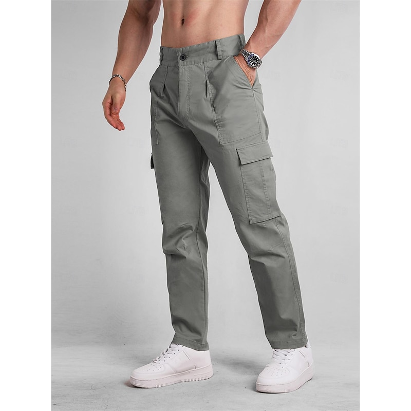 Men's Cargo Pants Trousers Buttons Multi Pocket Plain Wearable Casual Daily Holiday Sports Fashion Black Army Green