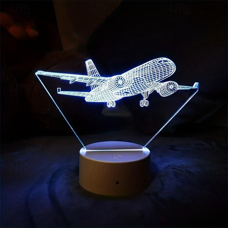 Illuminate Airplane 3D Magical Night Light LED Night Light 7 / 16 Colors Table Desk Night Light