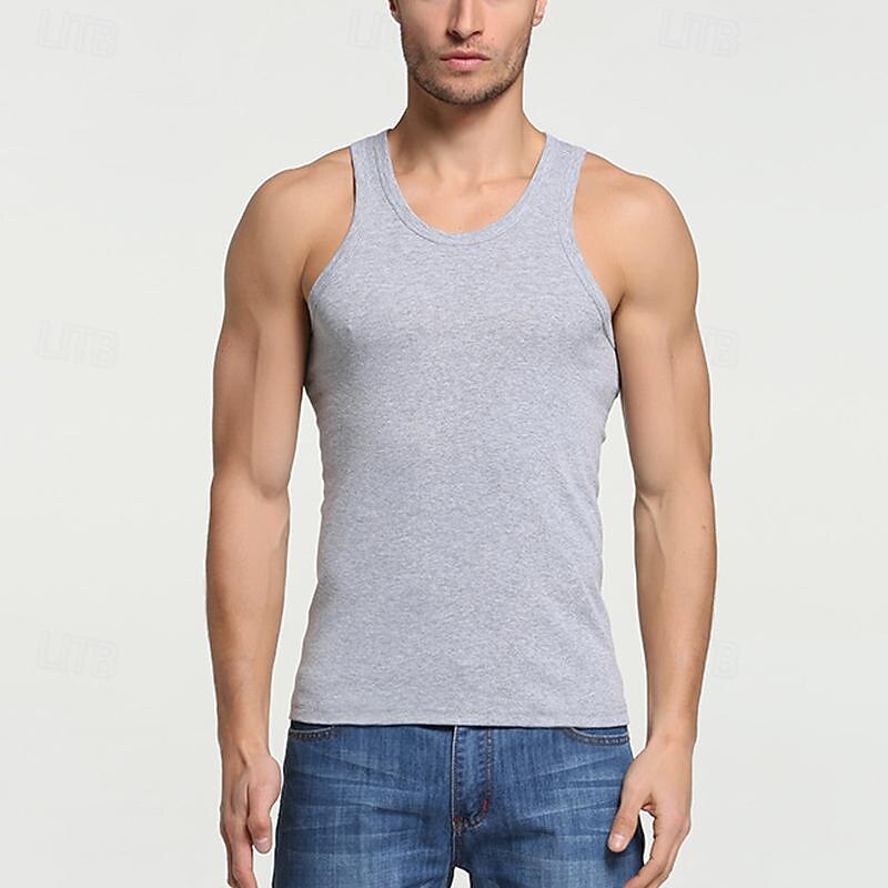 Men's Tank Top Vest Top Undershirt Sleeveless Shirt Sleeveless Crewneck Summer Plain Fashion Designer Basic Vacation Street Going out Black White Gray Top Tee for Men2