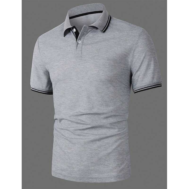 Men's Polo Shirt Button Up Polos Business Casual Lapel Short Sleeve Fashion Basic Plain Button Summer Regular Fit White Yellow Red Navy Blue Royal Blue Blue Polo Shirt2