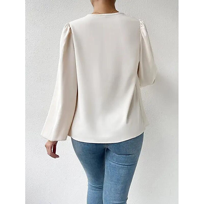 Women's Blouse Solid Color Elegant Vintage Stylish Long Sleeve Cowl Neck Regular Tops Daily White Pink Blue Purple Beige Spring Fall Winter2