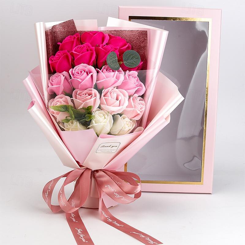 Women's Day Gifts 18 Rose Soap Bouquet Gift Box Qixi Valentine's Day Gift Women's Day Mother's Day Gifts for Girls Mother's Day Gifts for MoM2