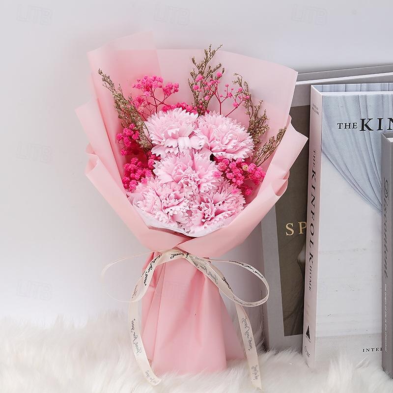 Women's Day Mother's Day Women's Day Mother's Dry Flower Bundle Carnation Full of Stars Eternal Flower Rose Soap Flower Small Gift Mother's Day Gifts for MoM4