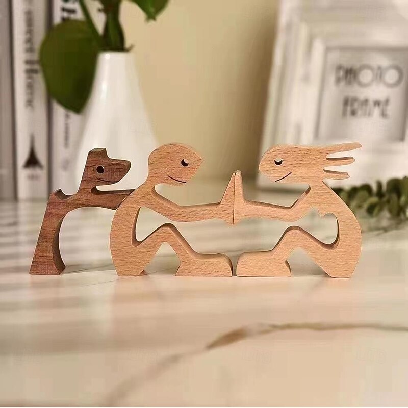 New Product Puppy Family Ornaments Wooden Crafts Ornaments Tabletop Ornaments Creative Decorative Animal Ornaments2