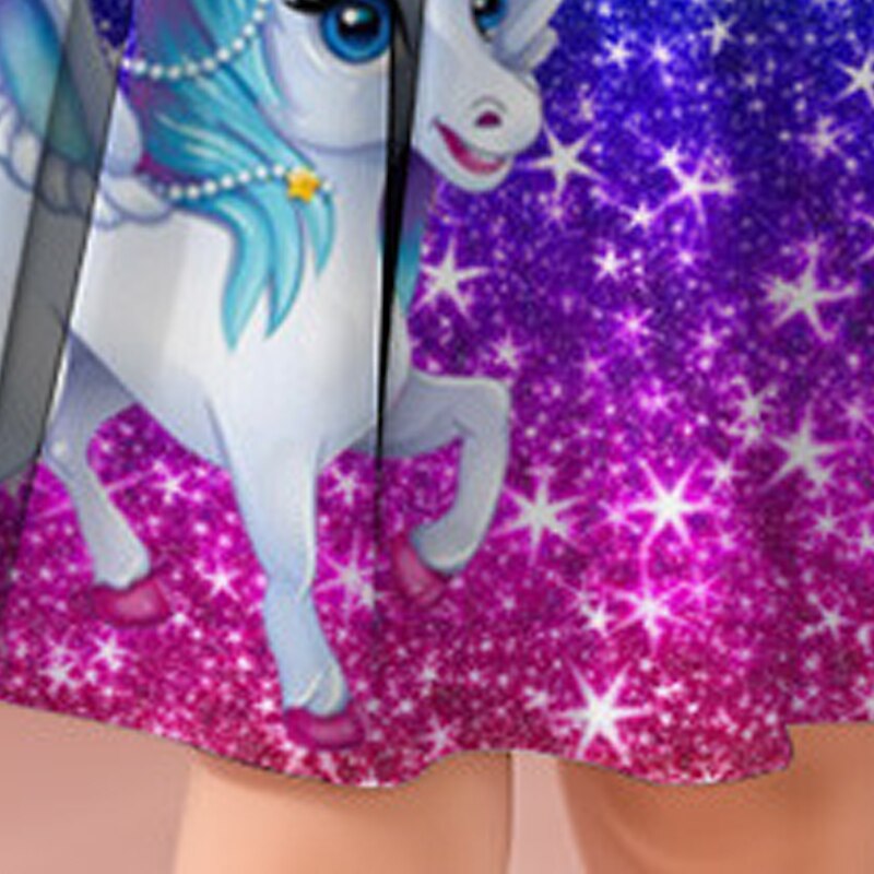 Girls' 3D Rainbow Unicorn Ruffle Dress Sleeveless 3D Print Summer Daily Holiday Casual Beautiful Kids 3-12 Years Casual Dress Tank Dress Above Knee Regular Fit3