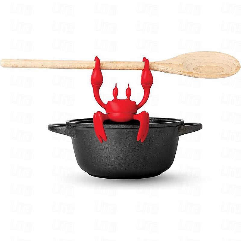 Red Crab Silicone Tableware Holder Stove Silicone Spoon Holder Heat-Resistant Bracket Anti Slip Spoon Holder Stove Steam Release Device4