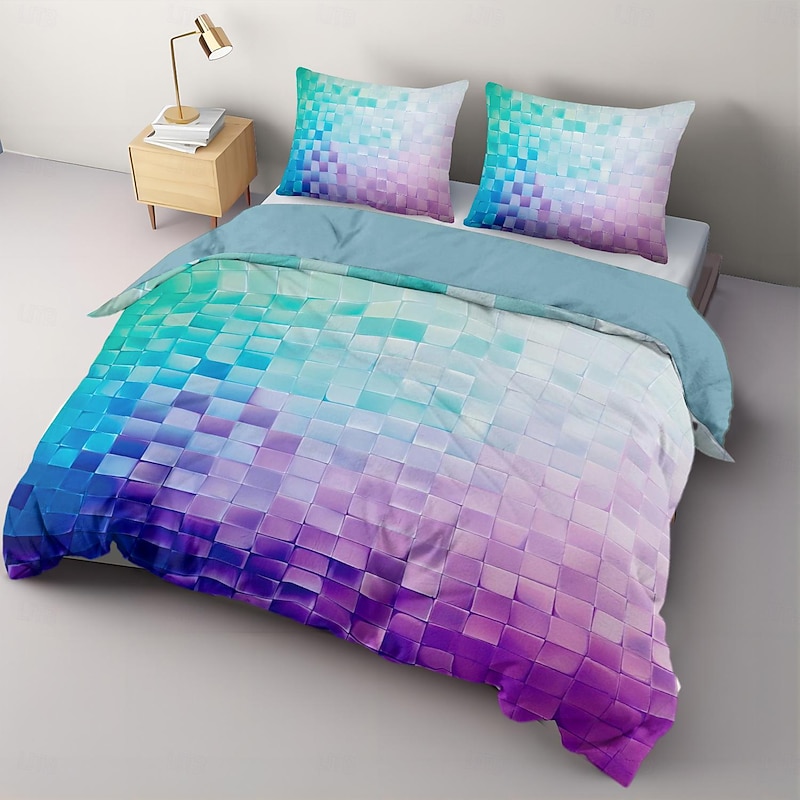 Geometric Pattern Duvet Cover Set Set Soft 3-Piece Luxury Cotton Bedding Set Home Decor Gift King Queen Duvet Cover3