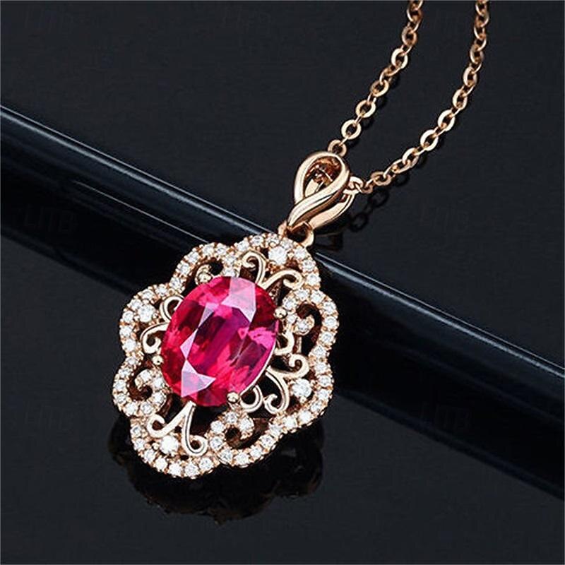 Red Crystal Gemstone Bracelet For Women Buy Three Get One Free Luxury European And American Style Rose Gold Necklace Ring Set3