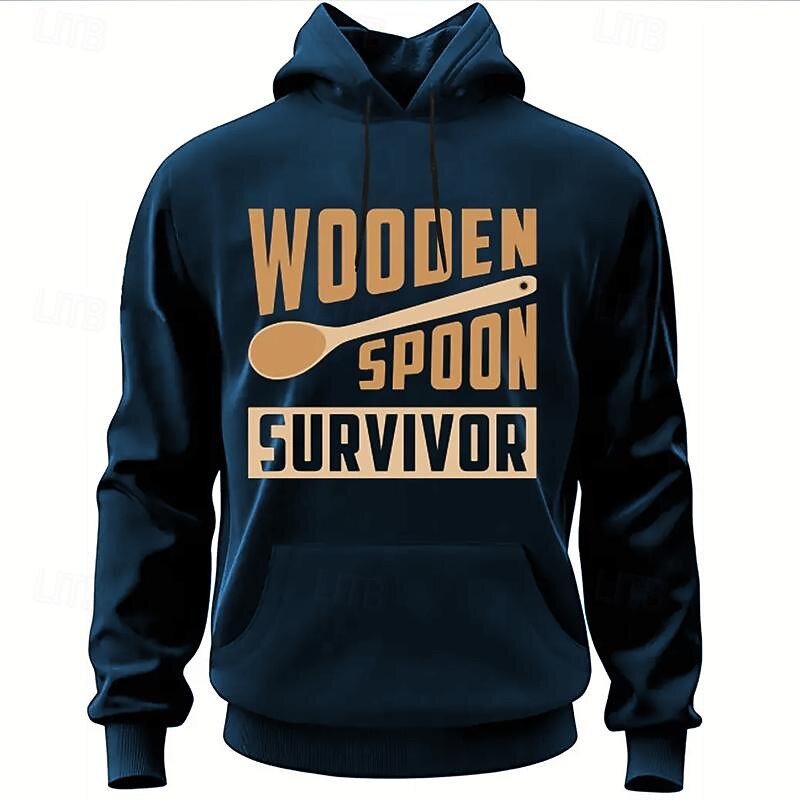 Men's Graphic Letter Hoodie Hoodies Sweatshirt Fashion Daily Long Sleeve Hooded Vacation Sports Outdoor Holiday Black Navy Blue Print Front Pocket Spring &  Fall Designer
