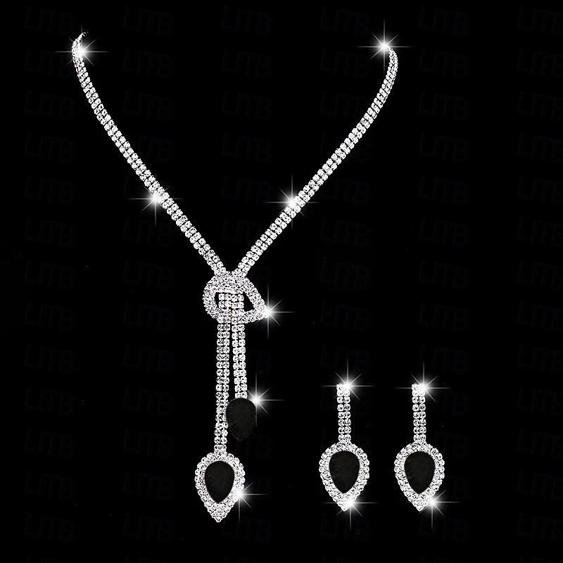 Bride Jewelry Set Tassel Earrings Water Drop Necklace Women's Silk Hot Diamond Dinner Bag Three Piece Set Women's4