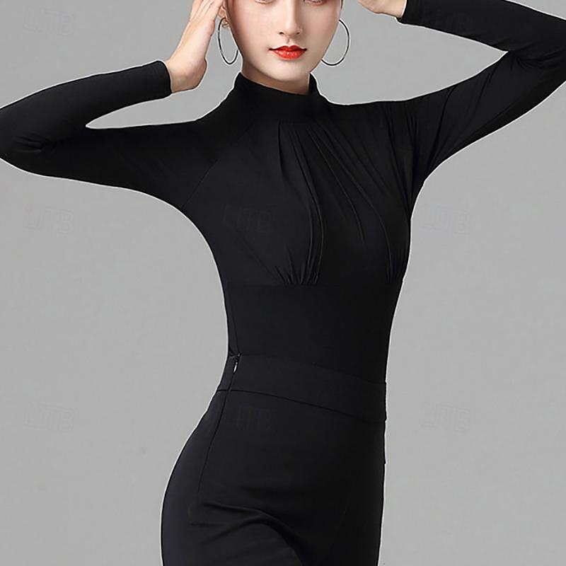 Latin Dance Ballroom Dance Leotard / Onesie Pure Color Splicing Women's Performance Training Long Sleeve High Modal4