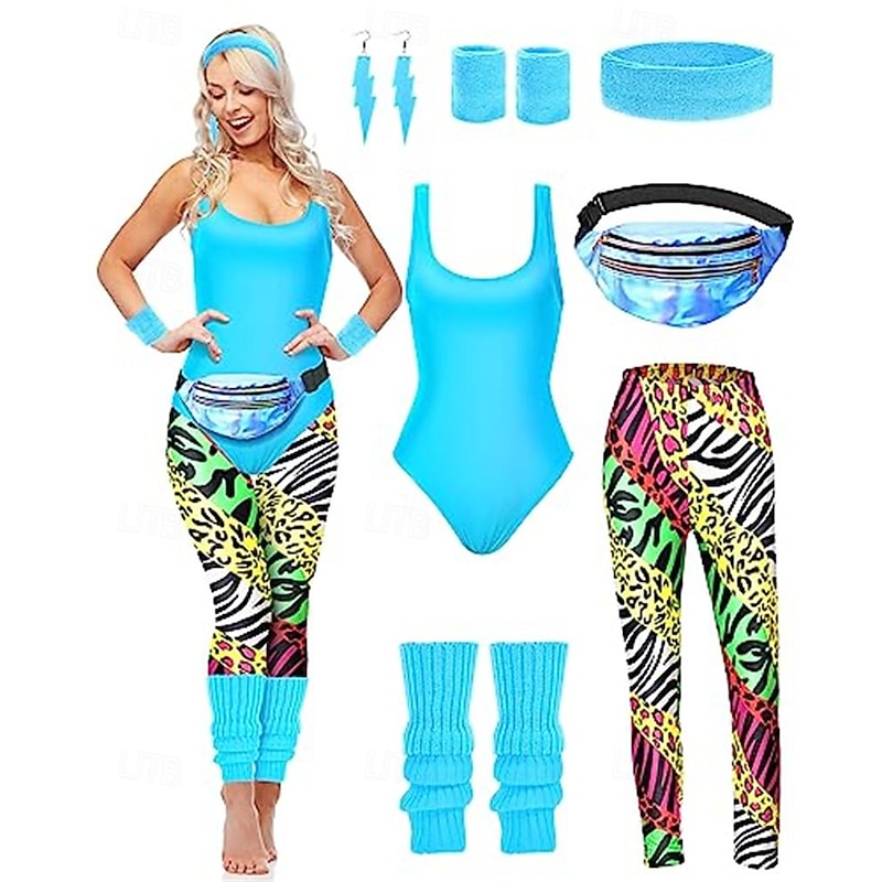 Retro Vintage Hot Pink Outfits Fancy Dress Women's Carnival Costume Halloween Carnival Masquerade Party / Evening Bachelorette Party Pride Parade Adults' Leotard / Onesie Pants Leg Warmers3