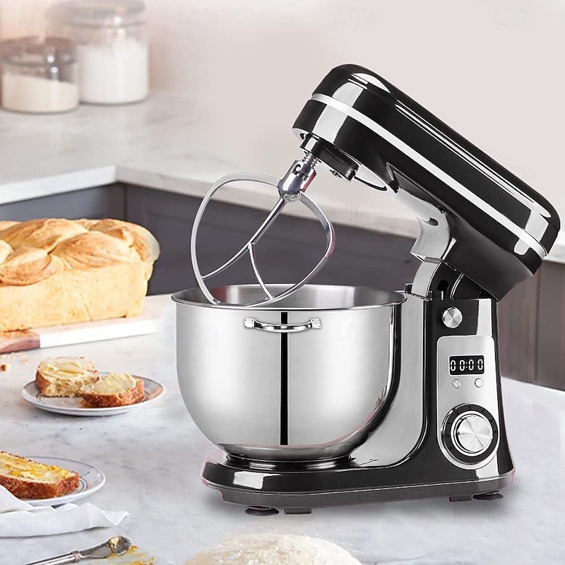 Kitchen Electric Stand Mixer 6-Speed Tilt-Head Food Mixer with 6.5-QT Stainless Steel Bowl Dough Hook Flat Beater Anti-Splash Cover2
