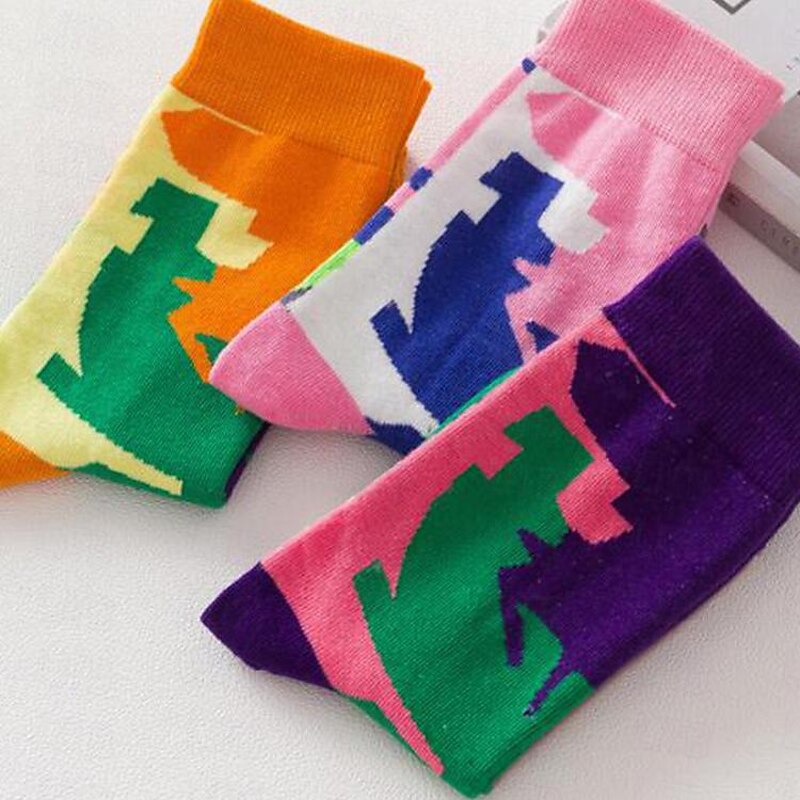 3 Pairs Women's Crew Socks Work Daily Holiday Multi Color Cotton Simple Classic Casual Sports Socks4