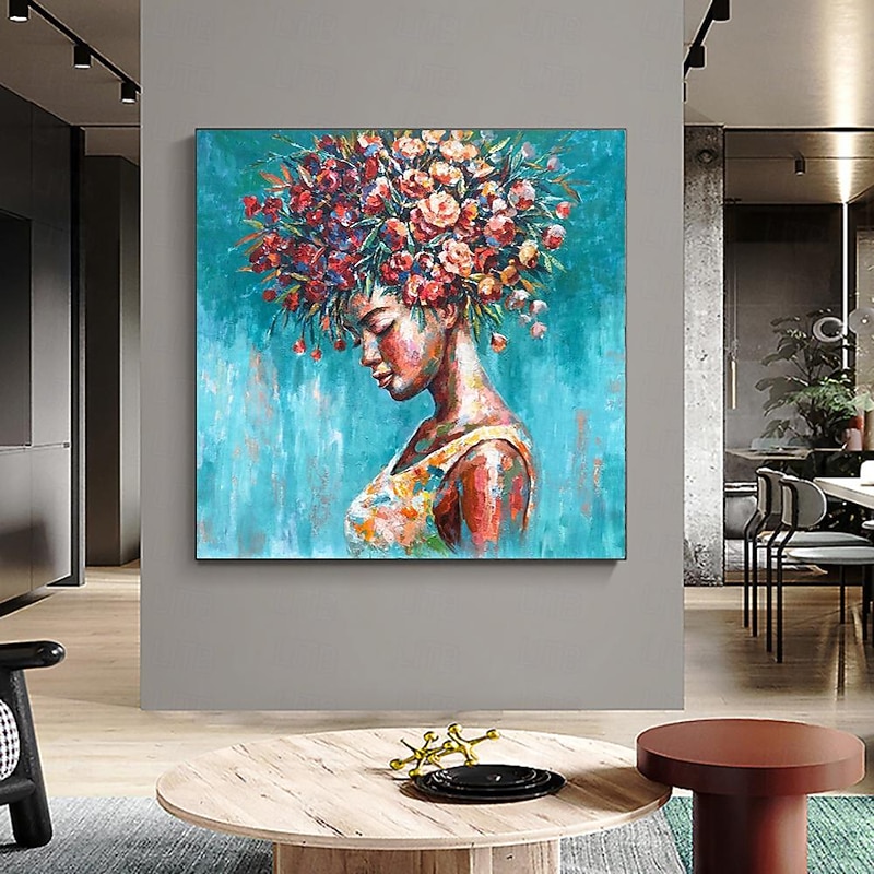 Handmade Oil Painting Canvas Wall Art Decoration Figure Portrait Girl Flower Fairy  for Home Decor Rolled Frameless Unstretched Painting