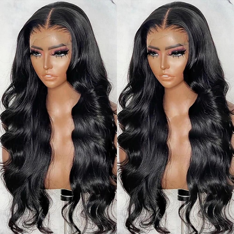 Human Hair Wigs for Women  13x4 Body Wave Lace Front Wigs Human Hair Lace Front Wigs Pre Plucked 150% Density  Lace Frontal Wigs Natural Black 22 Inch Body Wave Wigs2