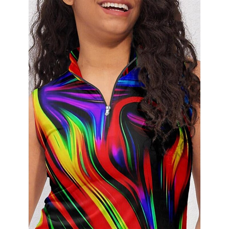 Women's Golf Polo Shirt Red Blue Sleeveless Sun Protection Top Ladies Golf Attire Clothes Outfits Wear Apparel4