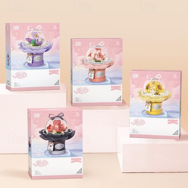 Small Particle Simulation Bouquet Assembled With Building Blocks To Give Girlfriend And Best Friend Creative Hug Bucket Gift For Valentine's Day4