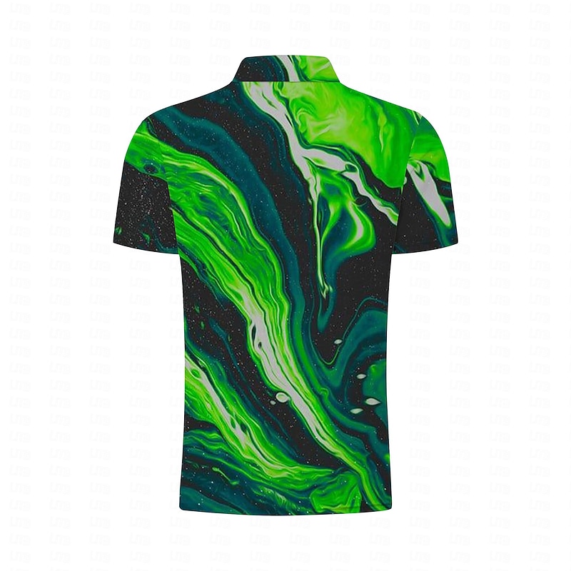 Men's Graphic Golf Shirt Short Sleeve Polo Shirts Collared Shirts Casual Vacation Wear Rave Wear Party Outfits Buttons 3D Print Summer Blue Purple Green2