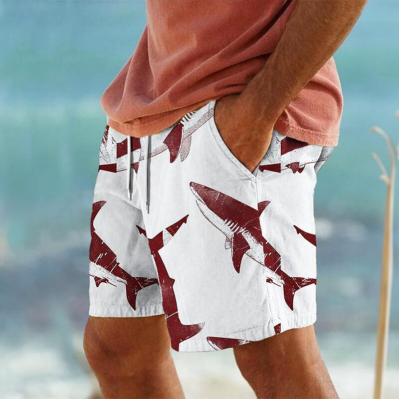 Men's Shark Marine Life Swimming Trunks Board Shorts Swim Shorts Mid Waist Vacation Hawaiian Holiday Vacation Holiday Beach Drawstring with Mesh lining Elastic Waist Designer Clothing Apparel4