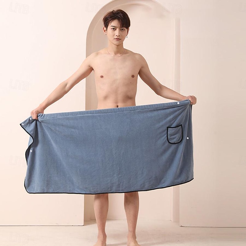Men's Wearable Bath Towel with Pocket Soft Microfiber Magic Swim Beach Towel Blanket Wrap up Shower Skirts Are Softer Than Absorbent Bathrobes3