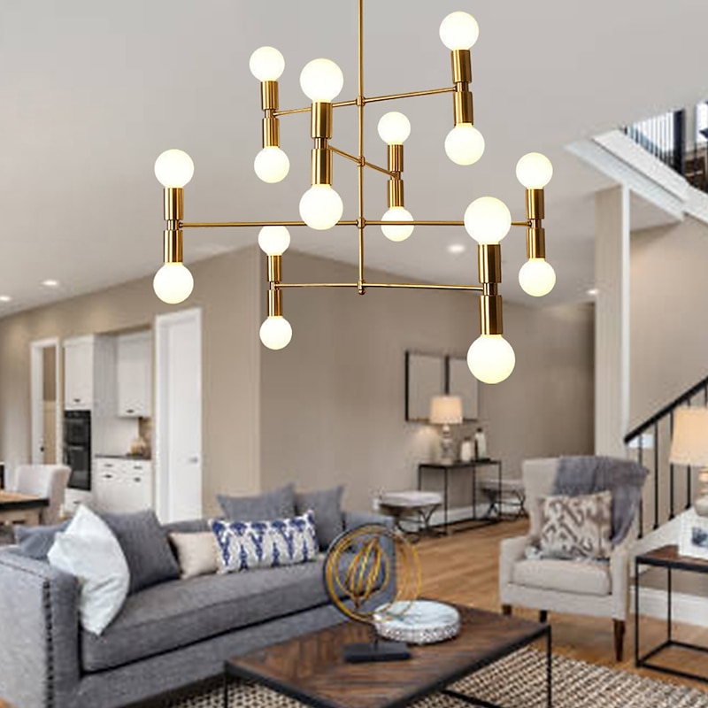 LED Pendant 55/100cm Ceiling Light Fixture Adjustable Height Pendant Mid-Century Modern Ceiling Light for Living Room, Dining Room, Kitchen