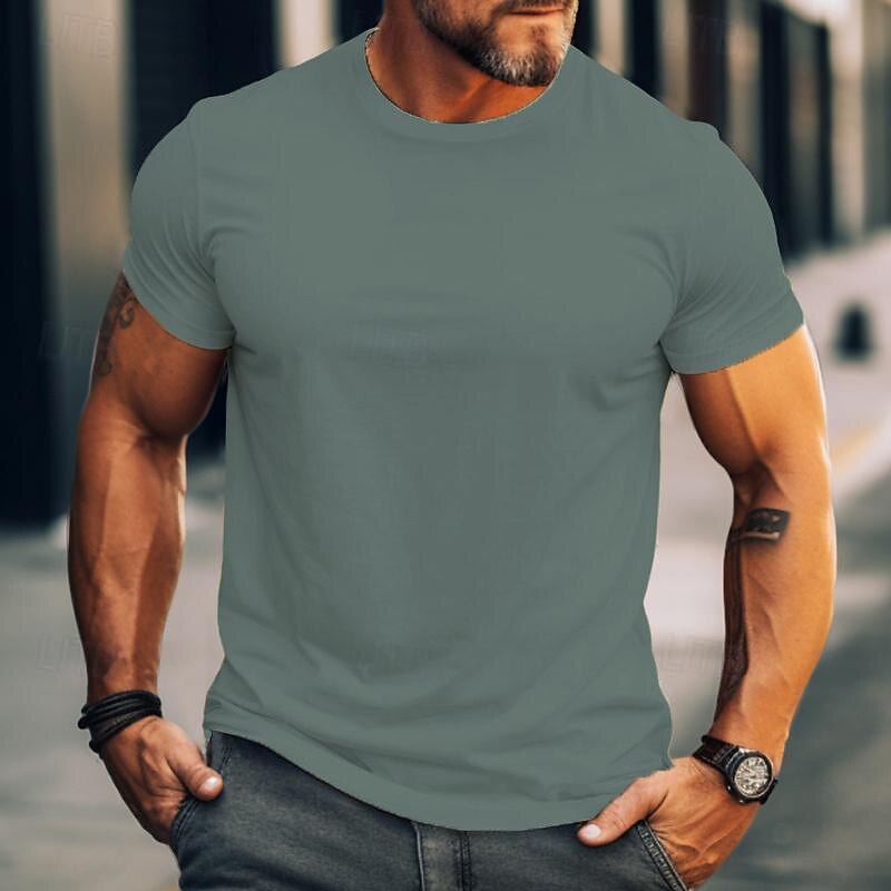 Men's T Shirt Tee Top Short Sleeves Crew Neck Summer Plain Fashion Designer Basic Vacation Street Going out Wine Black White Top Tee for Men4