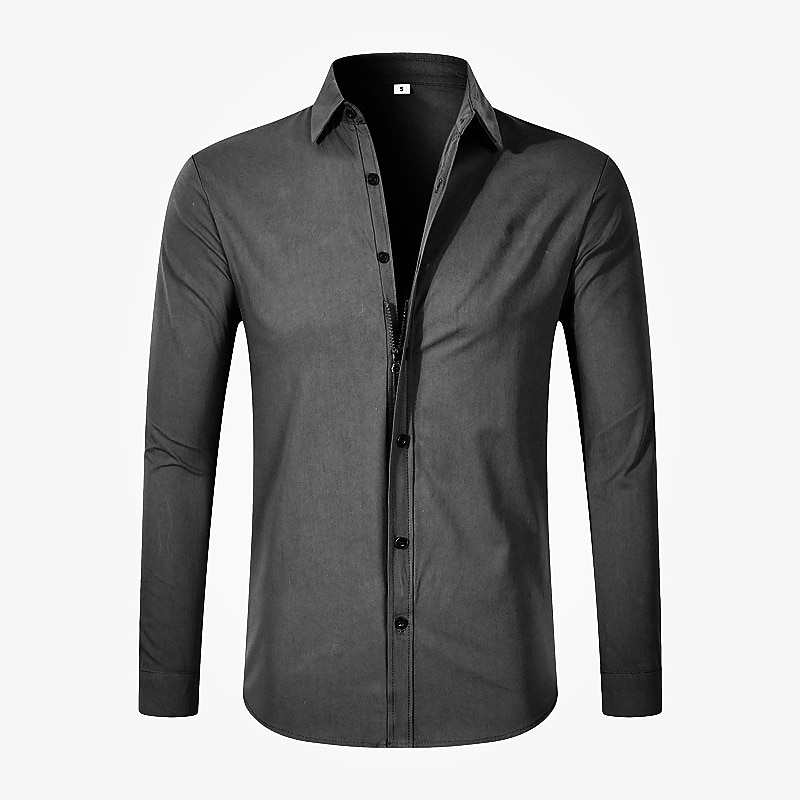 Men's Dress Shirt Button Up Shirt Plain Wedding Daily Light Blue Black White Pink Long Sleeve Lapel Spring &  Fall Clothing Apparel Collared Shirts3