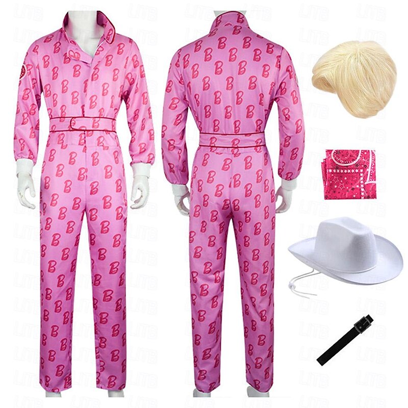 Cowboy Movie Outfits Doll Hot Pink Jumpsuit Costume for Men Boys Kids Adults West Style Y2K Retro Vintage Vacation Daily Wear Halloween Carnival With Costume Wig2