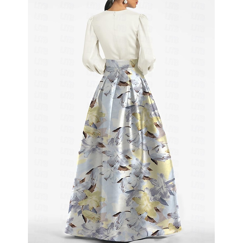 Beach Wedding A-Line Evening Gown Elegant Dress Formal Wedding Guest Floor Length Long Sleeve V Neck Belt / Sash Satin with Slit Wedding Guest Dress2