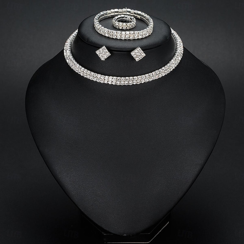 Love Jewelry Set Crystal Eyes Drop Earrings Necklace Women Wedding Jewelry Set3