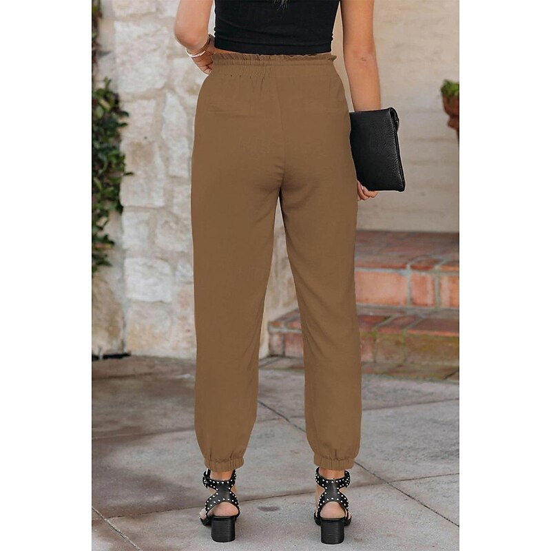 Women's Cotton Linen Pants Pants Trousers Fashion Ankle-Length Shamrock Drawstring Side Pockets Breathability Comfortable Inelastic Casual Daily Black White Red Burgundy Spring & Summer Regular Fit3
