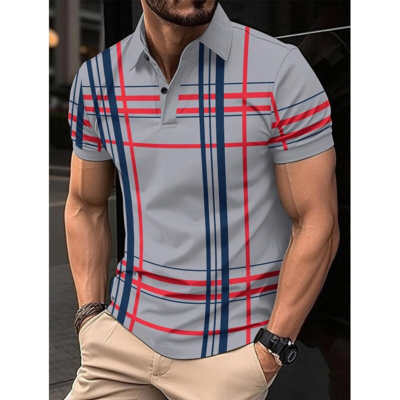 Men's Polo Shirt Work Street Turndown Short Sleeves Solid / Plain Color Basic Summer Loose Fit Ash rice white Navy Polo Shirt2