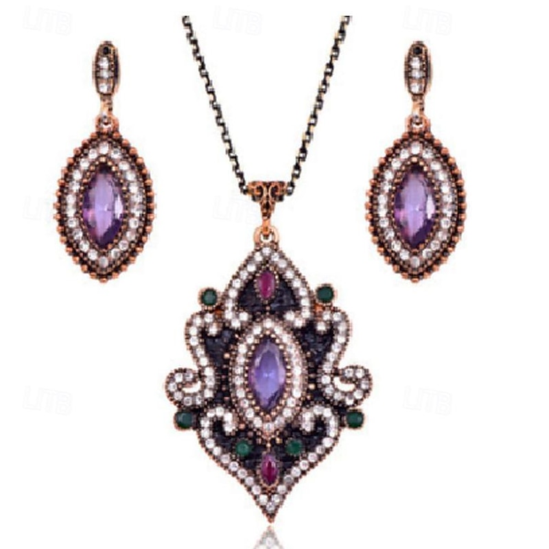 Jewelry Sets For Womenindian Style Rhinestone Inlaid Flower Necklace Earrings Wedding Jewelry Set