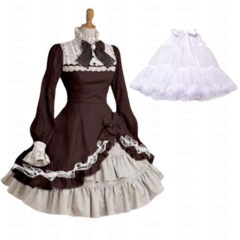 Retro Vintage Gothic Lolita Rococo Dress Petticoat Hoop Skirt Under Skirt Trumpet Sleeve Movie / TV Theme Costumes Lace Bow Fancy Dress Women's Girls' Party Masquerade Party & Evening Adults' Dress2