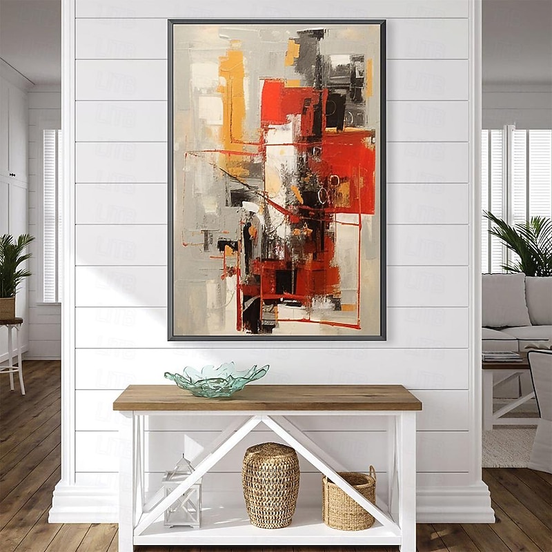 Large hand painted Abstract Colorful Minimalist Acrylic Painting On Canvas Modern Contemporary artwork for  Living room bedroom Wall Decor Red White Black oil painting wall decoration4