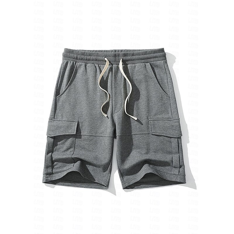 Men's Cargo Shorts Sweat Shorts Workout Shorts Casual Shorts Drawstring Elastic Waist Multi Pocket Plain Comfort Breathable Knee Length Casual Daily Holiday Sports Fashion Black Yellow Micro-elastic4