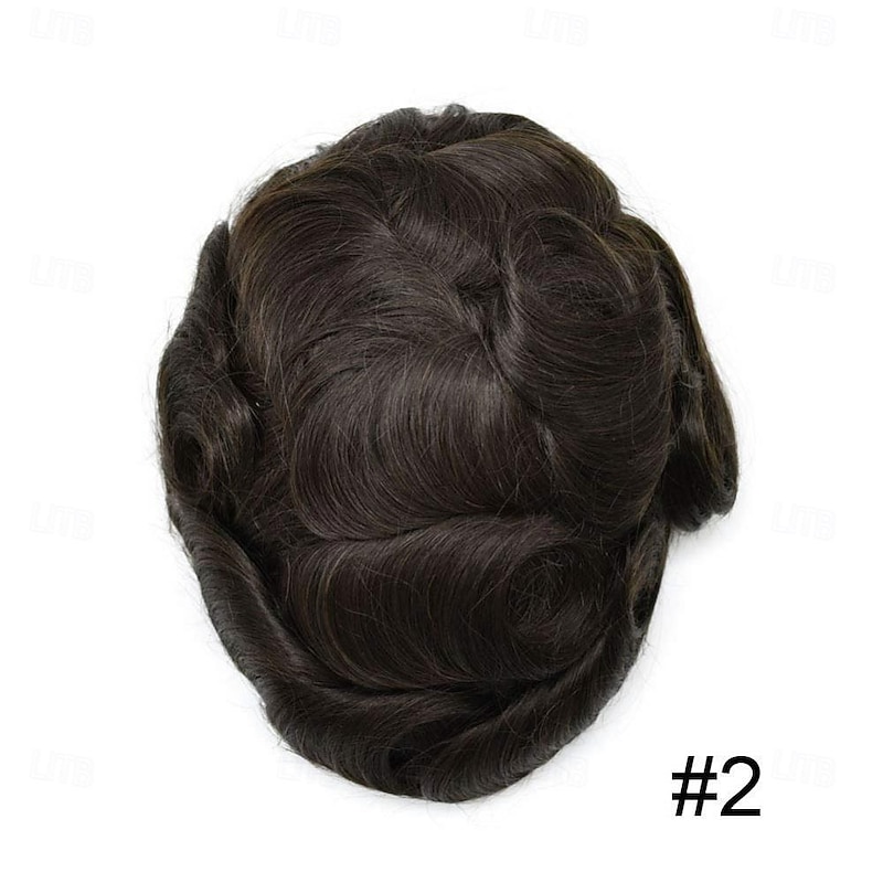 Toupee Mono Male Wig Men Wig 100% Natural Human Hair Durable Male Hair Prosthesis Toupee Men 6 Hair Replacement System For Men6X8 7X9 8X103