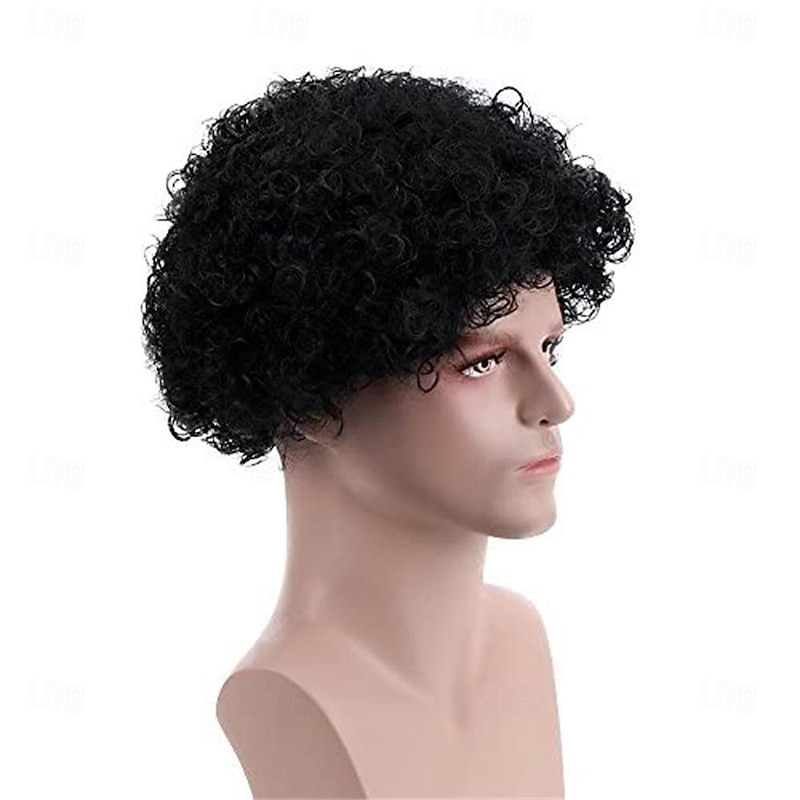 Short Afro Kinky Curly Wig for Men Women Synthetic Funny Cosplay Wigs Costume Party Hair Replacement Heat Resistant Fiber Halloween Wigs3