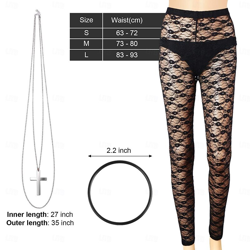 Retro Vintage 1980s Outfits Masquerade 80's Party Girl Lace Fancy Dress Women's Halloween Carnival Masquerade Party / Evening Pride Parade Pride Month Adults' Pants Gloves Earrings2