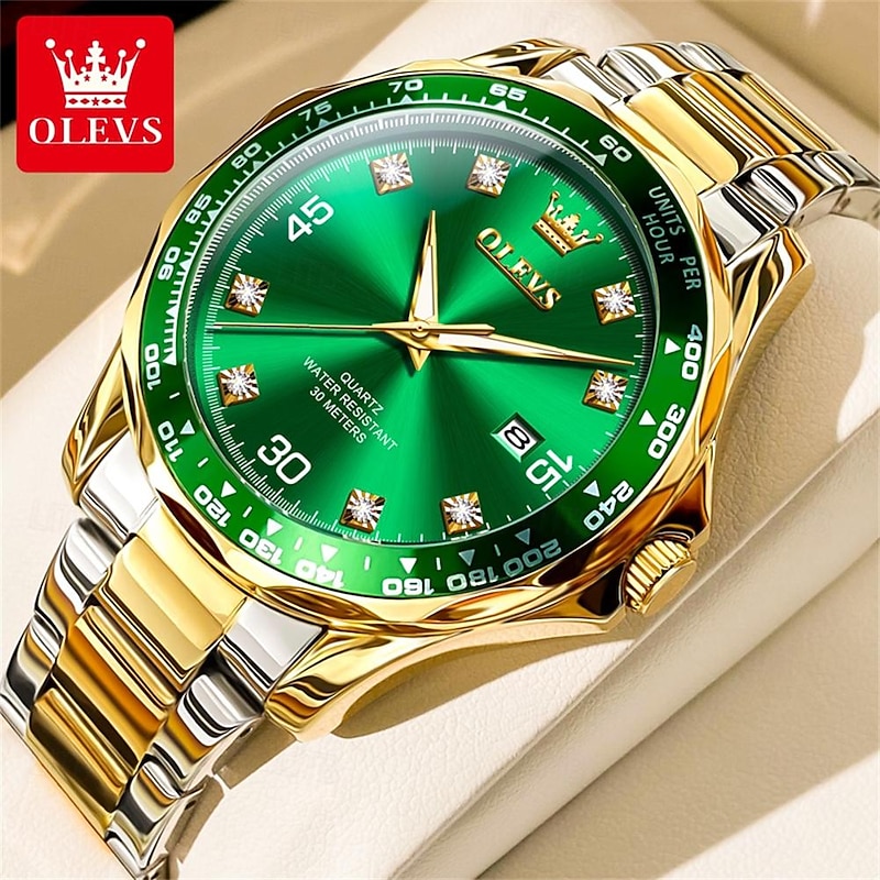OLEVS Men Quartz Watch Minimalist Fashion Casual Wristwatch Luminous Calendar Waterproof Steel Watch