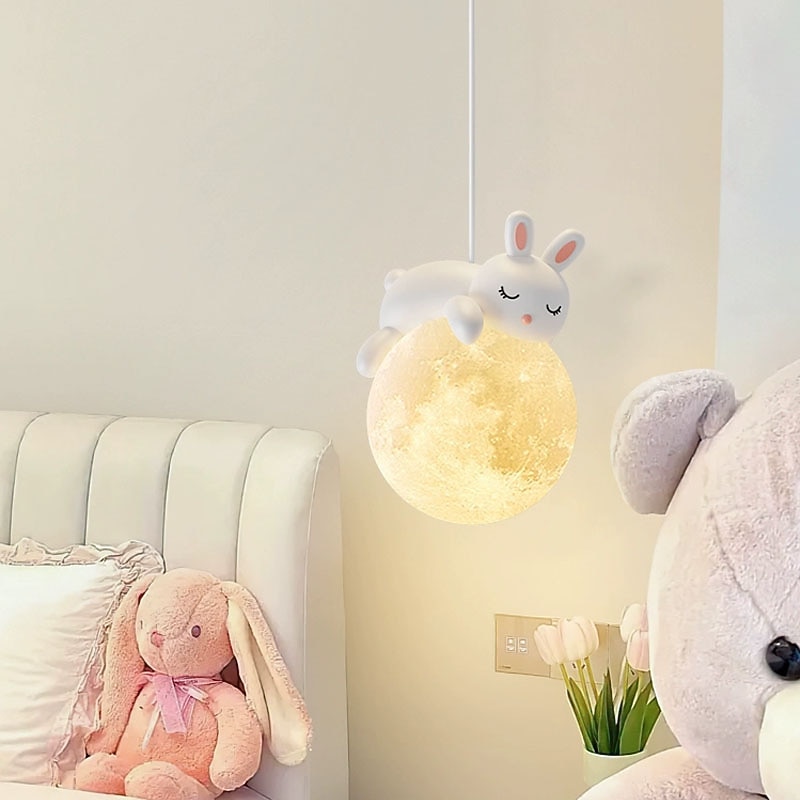 LED Pendant Lights Creative Little Bear 3 Light Color 15 cm Bedroom Bedside Modern Children's Room Chandelier Home Decoration Hanging Lamp Fixture Island Design Resin Painted Finishes 85-265V2