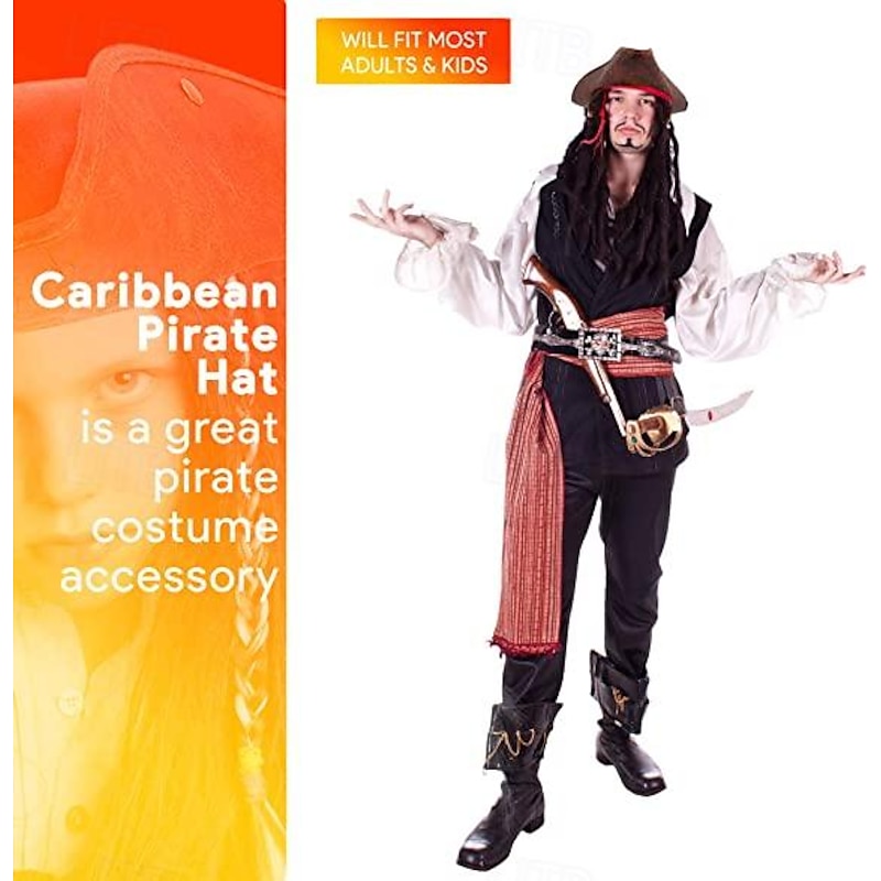 Retro Vintage Punk & Gothic 17th Century Cosplay Costume Boots Hat Pirate Viking Fancy Dress Men's Women's Boys' Pirate Steampunk Halloween Carnival Masquerade Performance Stage Masquerade Kid's Teen3