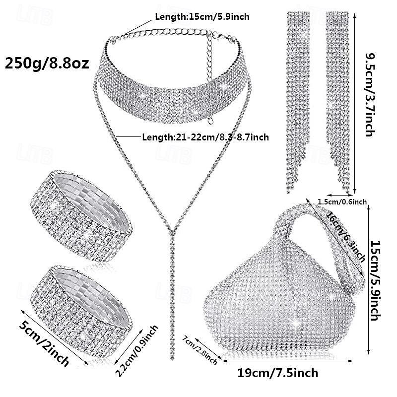 Bride Jewelry Set Full of Diamond Claw Chains Tassel Earrings Left And Right Hand Chains Neck Chains Handheld Bag2